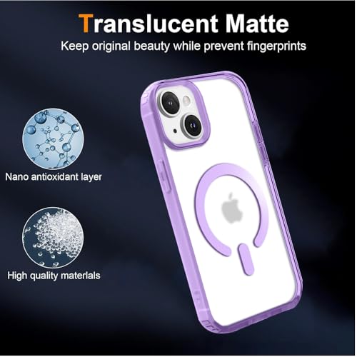 Image of KARWAN️ Hybrid Transparent iPhone 15 Back Cover Case Compatibe with Mag-Safe | Shockproof Design |Camera Protection Bump | Transparent Back Cover Case for iPhone 15 (PC, TPU | Purple