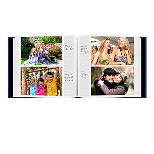 Capa de moldura de tecido, álbum de fotos, 200 bolsos, comporta fotos de 10 x 15 cm, azul cobalto