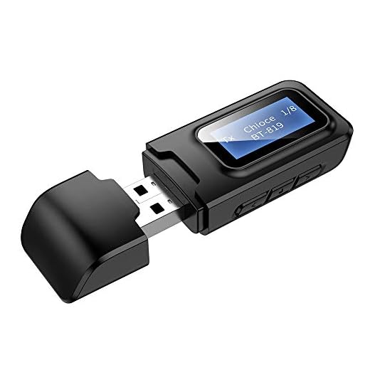 ZIIDOO Visualization Bluetooth Transmitter and Receiver,USB Bluetooth 5.0 Transmitter with Display,2 in 1 Wireless Bluetooth Adapter for PC,TV,Headphones,Home Stereo,Car