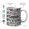 Lotacy Seattle Symbols Colorful 2D Coffee Mug With Flag, Seattle Ceramic Mug 11oz Coffee Mug, Seattle Souvenirs and Gifts #2