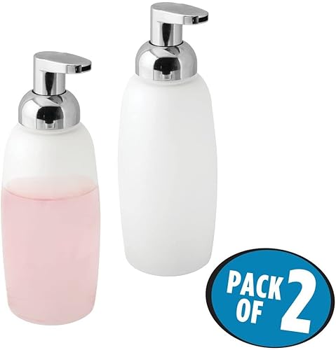 Miniatura 2 de mDesign Dispensador de jabón de manos de espuma de vidrio recargable, contenedor de botella de bomba de jabón de espuma para encimera de baño,