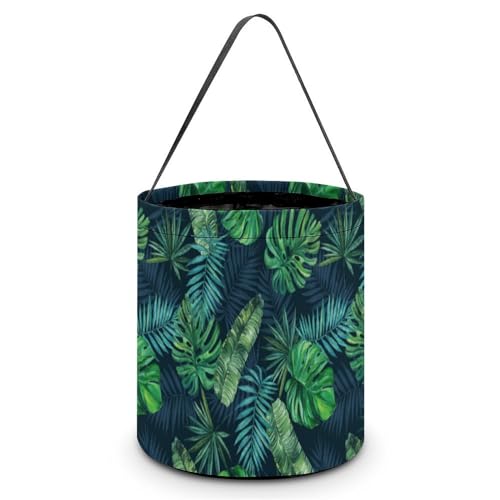 Tropical Plam Leaves Monstera Cute Easter Basket Bags Eggs Bucket Candy Tote Decorations Gifts Party Storage Bag, style