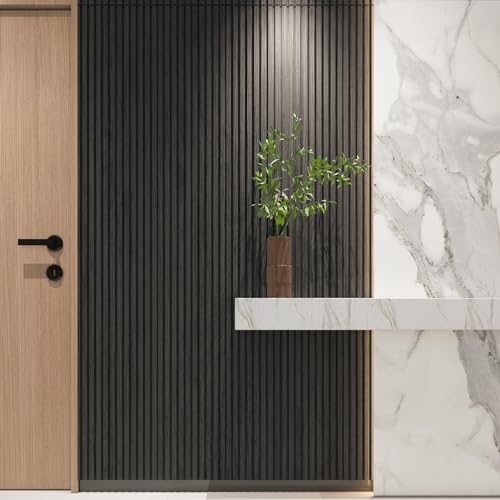 Image of Art3d 108 x 5.7 Inch Slat Wood Wall Paneling for Interior Decor, Black