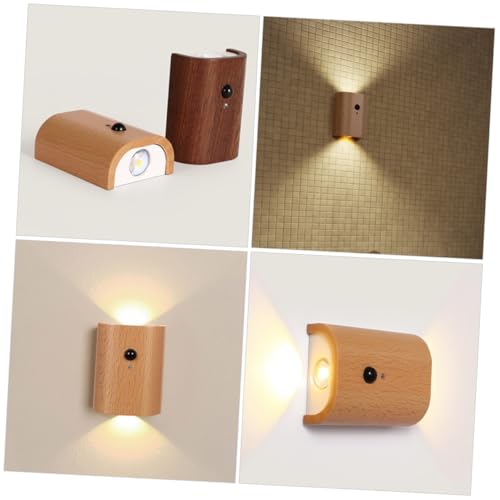 Lámpara de pared de madera LED recargable y sensor de movimiento 2