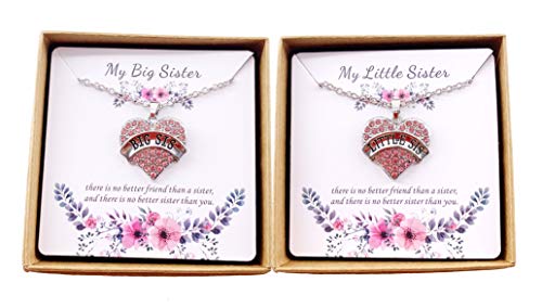 Charm.L Grace Crystal Heart Necklaces Set Mom Big Sis Middle Lil Sister4