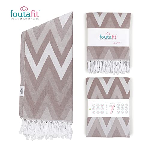 Foutafit Turkish Beach Towel Large 66 X 35 Inch Sand Free Lightweight Easy To Pack Super Absorbent Quick Dry 100% Long Fiber Cotton #TOP6
