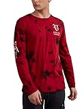 Gochange Long Sleeve Tee Shirts for Men Autumn Winter Cotton Cool Graphic Tees LT02 RED L