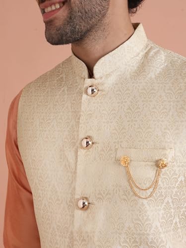 Image of Kisah Men's Jacquard Woven Design Sherwani Set Regular Fit | Wedding, Festive & Occasion Wear