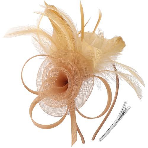 Image of DRESHOW Fascinators Hats for Women Tea Party Fascinator Hats Vintage 50s Headwear Cocktail Wedding Church Derby Hat