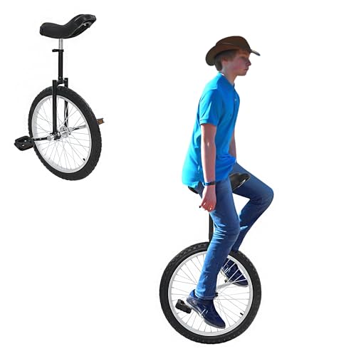 Qgnaewnoyj 20 Inch Unicycle Outdoor Sport One Wheel Unicycles for Adults with Adjustable Height Load 143-165lbs Anti-Slip for 5.09-5.74ft Height People (Black)