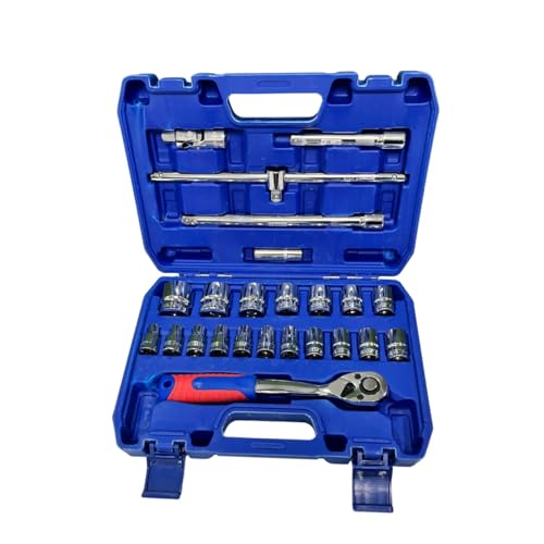 Image of Hand Tool DN 24M-H 1 /2 inch Drive Hex Socket Set 18 Sockets (8-32mm) 6 Accessories with 72-Tooth Ratchet in BMC Case (Packed in a Blow Mould Case) Industrial, Home, Wide Variety of Applications