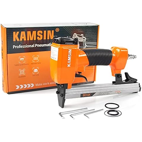 Kamsin 8016K 21 Gauge Pneumatic Upholstery Stapler for Type 80 Staples, 12.8mm Crown, 6-16mm Length Staples, Air Power Staple Gun for Furniture & Upholstering Cover