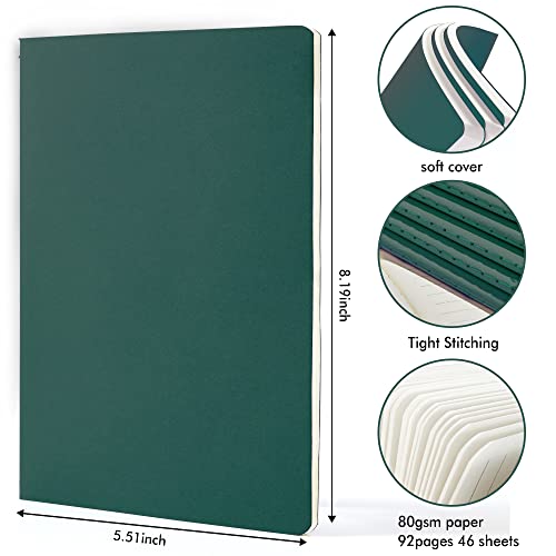 36-Pack-Soft-Cover-Journal-Bulk-Feela-Lined-Blank-Travel-Journal-for-Women-Men-Writing-Notebooks-College-Ruled-for-Work-Note-Taking-Notebook-School-Business-Supplies-82-x-55-A5-Dark-Green