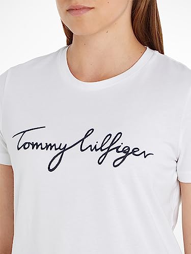Tommy Hilfiger Damen T-Shirt Kurzarm Heritage Rundhalsausschnitt, Weiß (Classic White), XXS – Ansicht 3