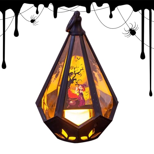 Faroles de interior para decoración de Halloween, lámpara de mano de bruja de castillo, decoración del hogar, lámpara de linterna alimentada por pilas para césped, jardín, , patio, fiesta