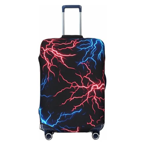 Red And Blue Lightning Elastic Travel Luggage Cover, Washable Spandex Suitcase Protector, Anti-Scratch Fits 18-32 Inch