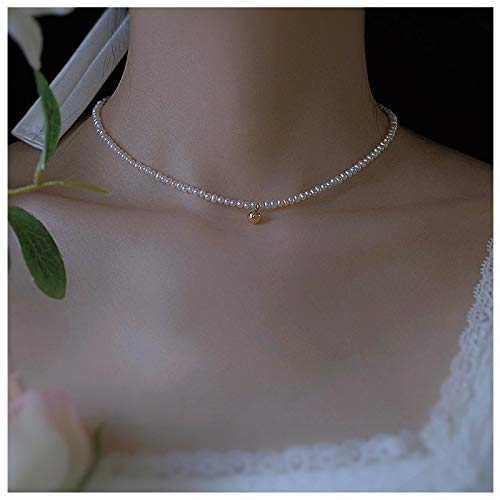 TseanYi Pearl Chain Necklace Tiny Pearls Necklace Choker Short Elegant Necklaces Bridal Neck Chain Jewelry for Women and Girls