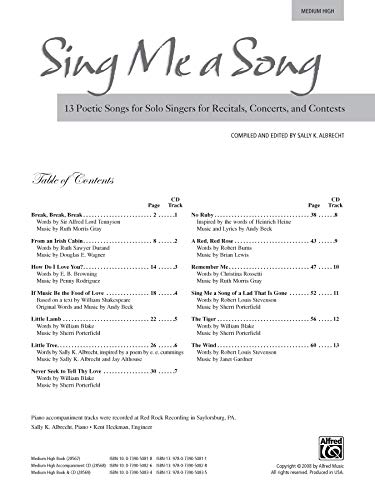 Sing Me a Song: Medum High: 13 Poetic Songs for Solo Singers for Recitals, Concerts, and Contests (Alfred's Vocal Solo Collections) - Image 3