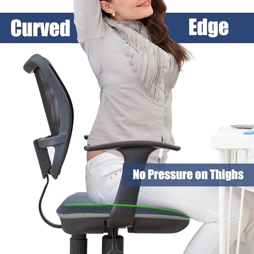 Image of HOMBYS Tufted Furry Recliner Seat Cushion for Elderly Foam Curved Edge Large Square Seat Cushion for Recliner Chair, Floor Pillow, Office Chair, Car, No Pressure on Thighs(Grey, 18 * 16 * 3in)