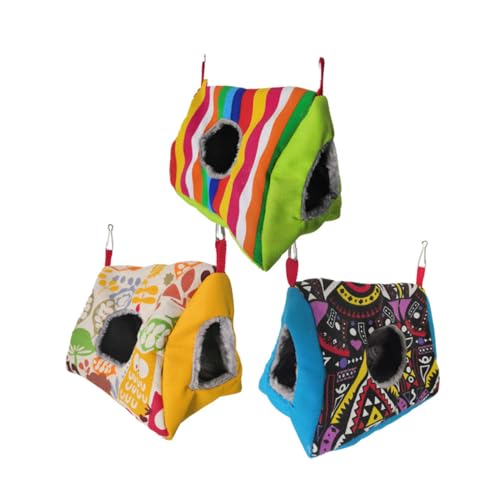 TOYANDONA Double Hole Parrot Nest Cozy Hammock Sleeping Pad for Indoor Birds Striped Design Warm and Comfortable Bed for Pet Parrots Playhouse for Your