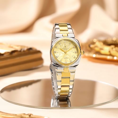 Image of London Fog Salisbury Collection Watch for Women with Geometric Patterned Dial, Crystal Hour Markers Quartz Movement and Stainless Steel Strap - LFW20001