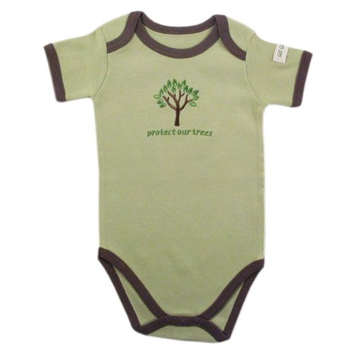 Image of Hudson Baby Organic Touched By Nature Neutral Design Bodysuit, Green-Tree, 3-6 Months