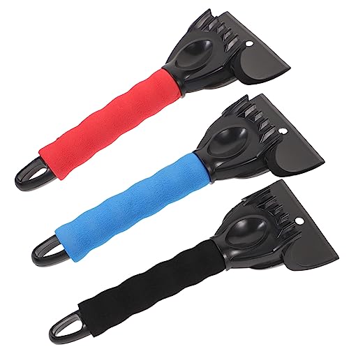Alipis 3Pcs Plastic Snow Shovel Ergonomic Long Handle Ice Scraper for Windshield Cold Resistant Material Compact Design for for Vehicle Snow Removal
