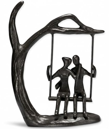 Ofiedx Couple Swing Statue, Solid Cast Iron Romantic Couple Figurine, for Wife...