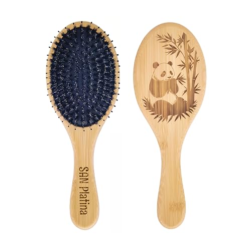 Hair Brush,SAN Platina Boar Bristle Hairbrush,For Curly,Straight And Detangling,Eco-friendly Bamboo,Reduces Breakage,Smooths Frizz And Shine,Gift Set