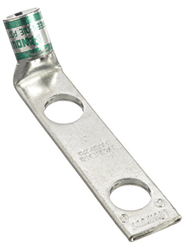 Panduit LCDX500-38DH-6 Flex Conductor Copper Compression Lug, 2 Hole, 500 kcmil Flex, 3/8-Inch Stud, 45° Bent Angle