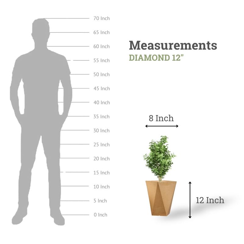 Image of Amazon Brand - Umi Diamond 12 Inch Pots for Planter & Flowers Big Size Gamla - Lightweight, Durable Outdoor & Indoor Planters, Perfect for Balcony & Terrace Gardens (Brown)