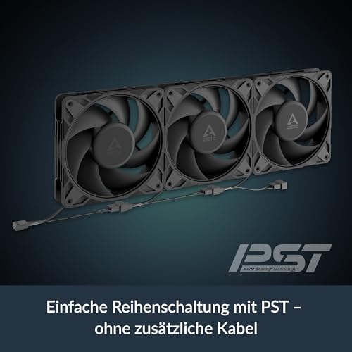 ARCTIC P12 Pro PST (5 Stück) - Leistungsstarker Premium PC Lüfter, 120 mm PWM Case Fan mit Y-Kabelsplitter, Gehäuselüfter, 600–3000 rpm, 0 rpm <5% PWM, Hydrodynamisches Gleitlager, 4-Pin - Schwarz
