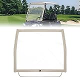 KEMIMOTO Foldable Golf Cart Windshield Compatible with Club Car DS, Tempo, Precedent, Portable Lightweight PVC Replacement Front Windshield, Beige