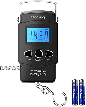 Digital Fish Scale fishing weights Scale, hanging scale digital weight Backlight LCD Display 110lb/50kg Electronic Balance Digital Fishing Postal Hanging Hook Scale with Measuring Tape 2AAA Batteries