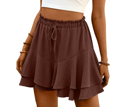 Lepunuo Shorts for Women Summer Casual Boho Butterfly Beach Skirts with Adjustable Drawstring Workout Shorts