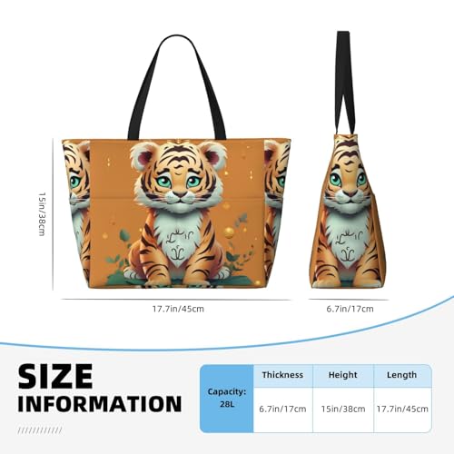 Year Of The Tiger Funny Tiger Beach Bags For Women Large Waterproof Sandproof Beach Tote Bag Lightweight Carry On Bag For Gym Travel Vocation4