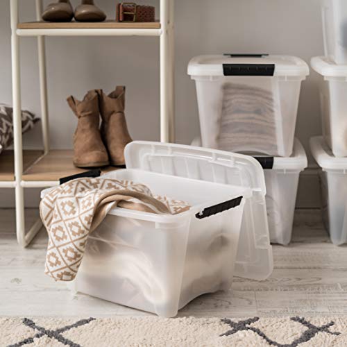 Iris Usa 19 Qt. Plastic Storage Container Bin With Secure Lid And Latching Buckles, 6 Pack - Pearl, Durable Stackable Nestable Organizing Tote Tub Box Toy General Organization Small #TOP4