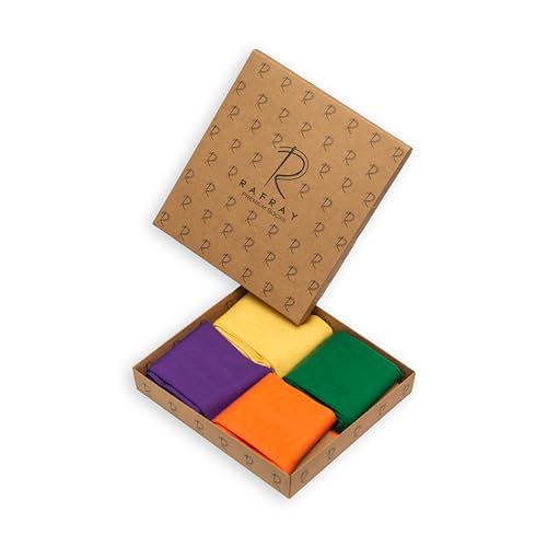 RAFRAY Bamboo Viscose Dress Socks – Men's Premium Lightweight Thin Crew Socks in Gift Box – Rainbow Colors – 4 Pairs4