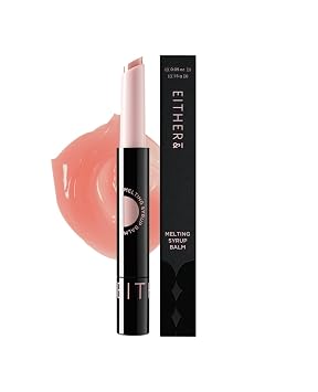 EITHER& Melting Syrup Balm 01 SPICY PINK, Korean Lip Balm, with Shea Butter & Plant-Derived Oils, Non-Sticky, Tinted, Warming Sensation, Butter Balm, Glossy Finish 0.25 fl. oz.