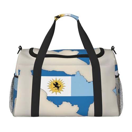 Uruguay flag Map01 print Travel Duffle Bag Gym Bag for Women,Puffer Tote Bag,Weekender Overnight Bag Organizer