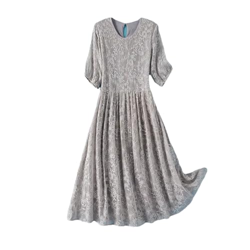 Women 100 Percent Real Mulberry Silk Dress Elegant Embroidery Dress