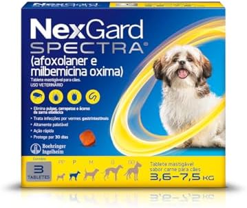 NexGard SPECTRA Antipulgas e Vermífugos para Cães de 3,6 a 7,5kg ...