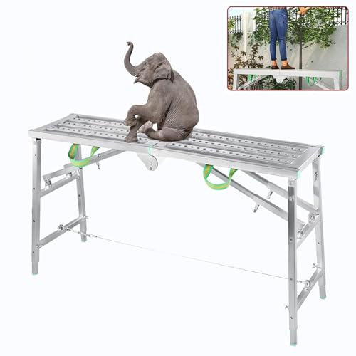 Attrezzatura Per Ponteggi Pieghevoli - Piattaforma Di Lavoro Multiuso Pieghevole Portatile Altezza Regolabile Per Soffitto - Carico Massimo Di 880 Libbre, Altezza Regolabile A 5 Marce UE-MAOLU(140cm/4