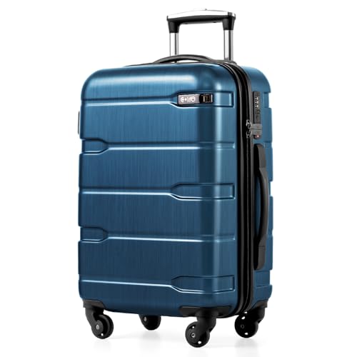 Image of Coolife Luggage Expandable(only 28 inch) Suitcase PC+ABS Spinner Built-in TSA Lock 20in 24in 28in Carry on (Caribbean Blue, S(20in Carry on))