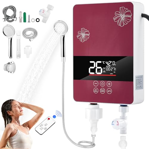 Consejos para Comprar Calentador Solar Walmart los más solicitados. 45 Calentador de Agua Electrico, Calentador de Agua Instantáneo con Cabezal de Ducha, Pantalla Táctil de Ajuste Temp, Control Remoto, 5KW Calentador Electrico para Hogar Agua,...