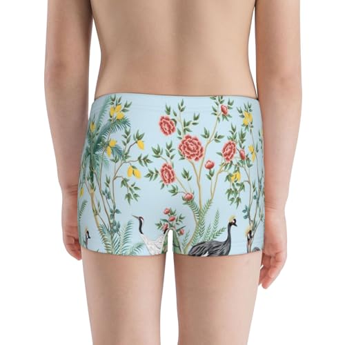Boys' Cotton Boxer Brief Soft Underwear-Chinoiserie Floral Palm Tree3