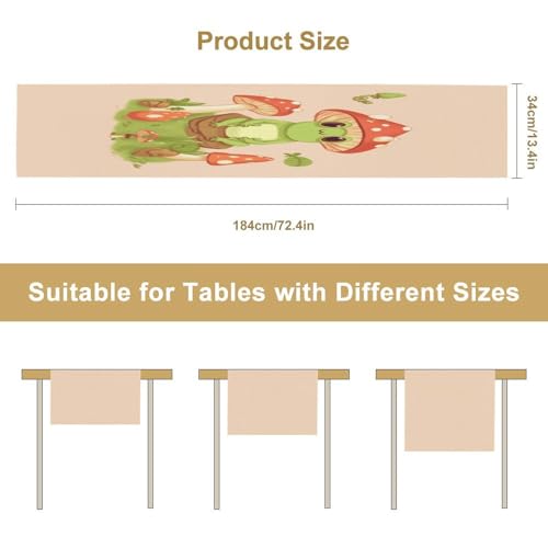 Chemin de table épais grenouilles et champignons pour salle à manger