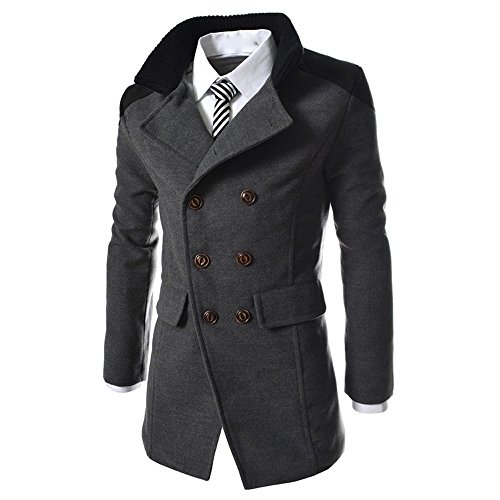 Maglione Uomo Cappotto Inverno Lana Bavero A Doppio Petto Felpa con Cappuccio Hoodie Maniche Lunghe Distintivo Sweatshirt Camicetta Dolcevita Classico Tops Qinsling