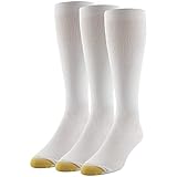 GOLDTOE Men's Mild Compression Over The Calf Socks, Multipairs, White (3-Pairs), Large
