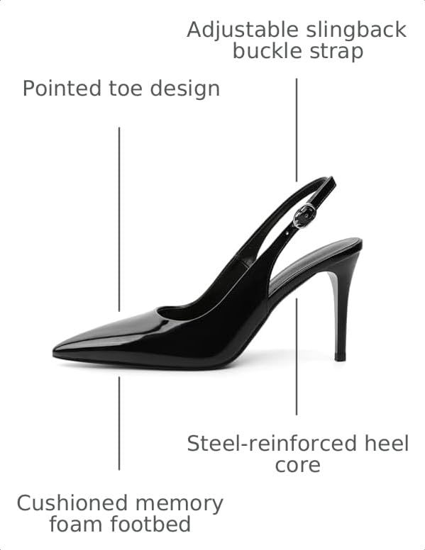 Image of YODEKS Women's Slingback Heels Pointy Toe Buckle Strap Pump Sandals Close Toe Stiletto High Heel Pumps Wedding Bridal Party Prom Shoes
